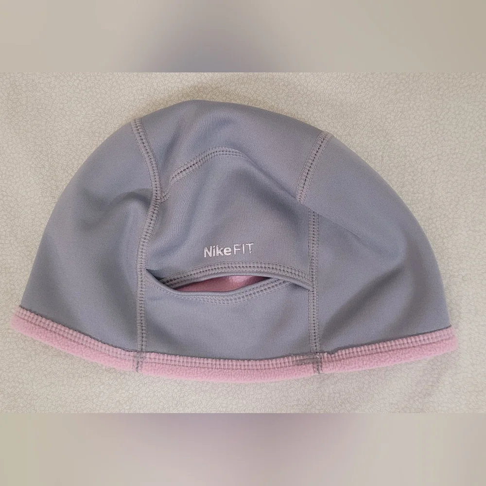2 Nike Run Reversible Fleece Therma-Fit Running Line Beanie Hat- Girls One Size